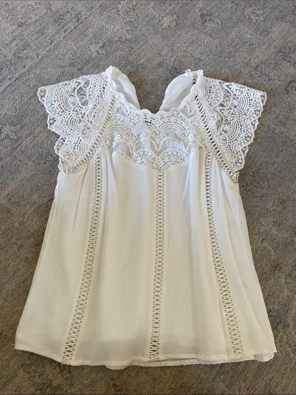 Crochet Lace Flutter Sleeve Top